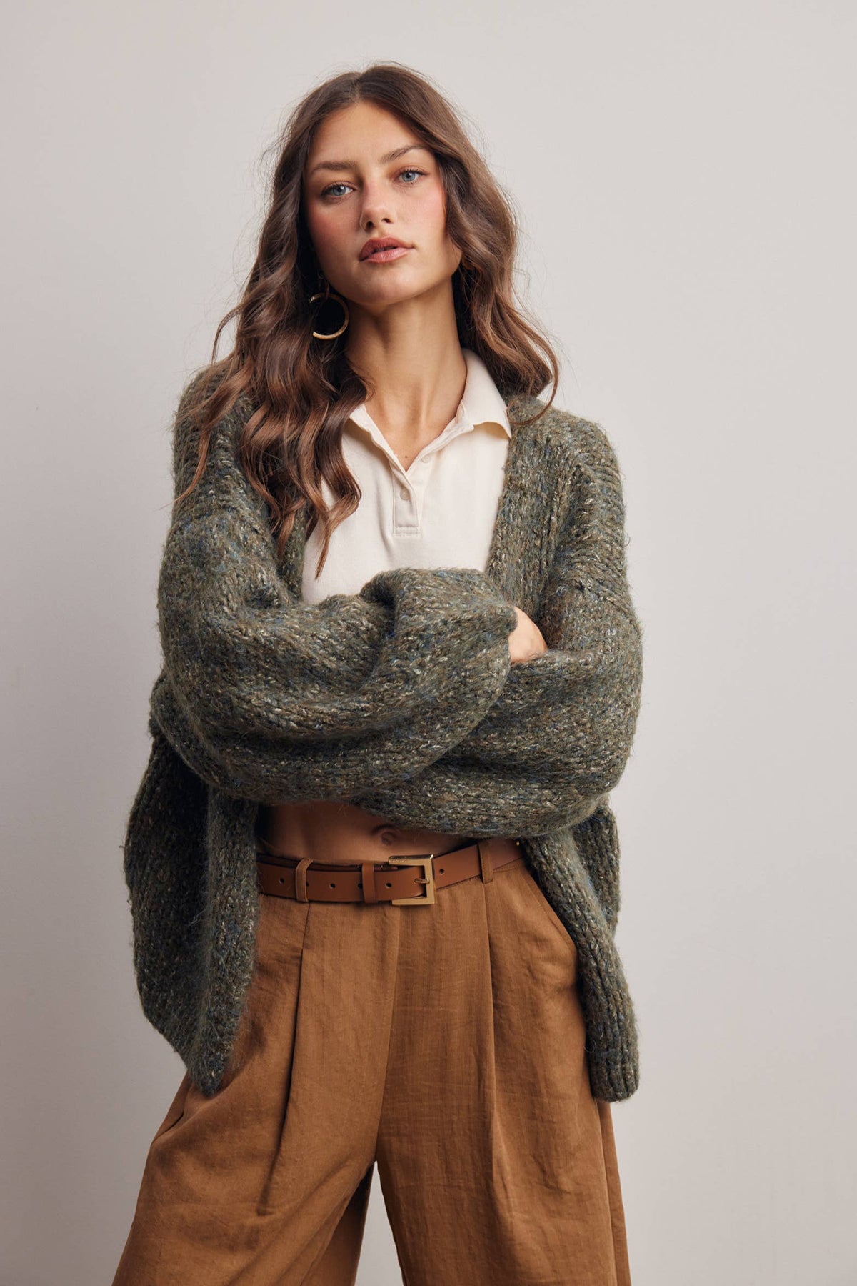 Olive Chunky Soft Touch Knit Cardigan