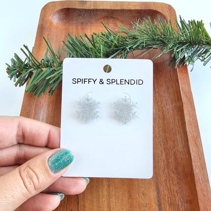 Snowflake Studs - Silver Glitter