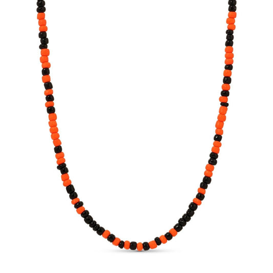 Black/Orange Game Day Large Seed Bead Necklace