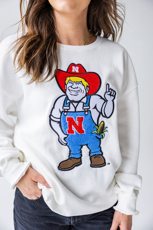 Herbie Husker Chenille Patch Sweatshirt