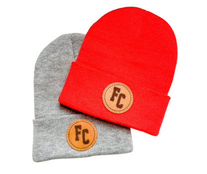 FC Letter Leather Patch Beanie